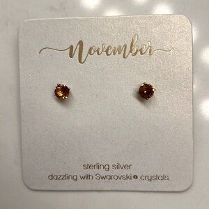 NWT Swarovski crystal topaz birthstone earrings